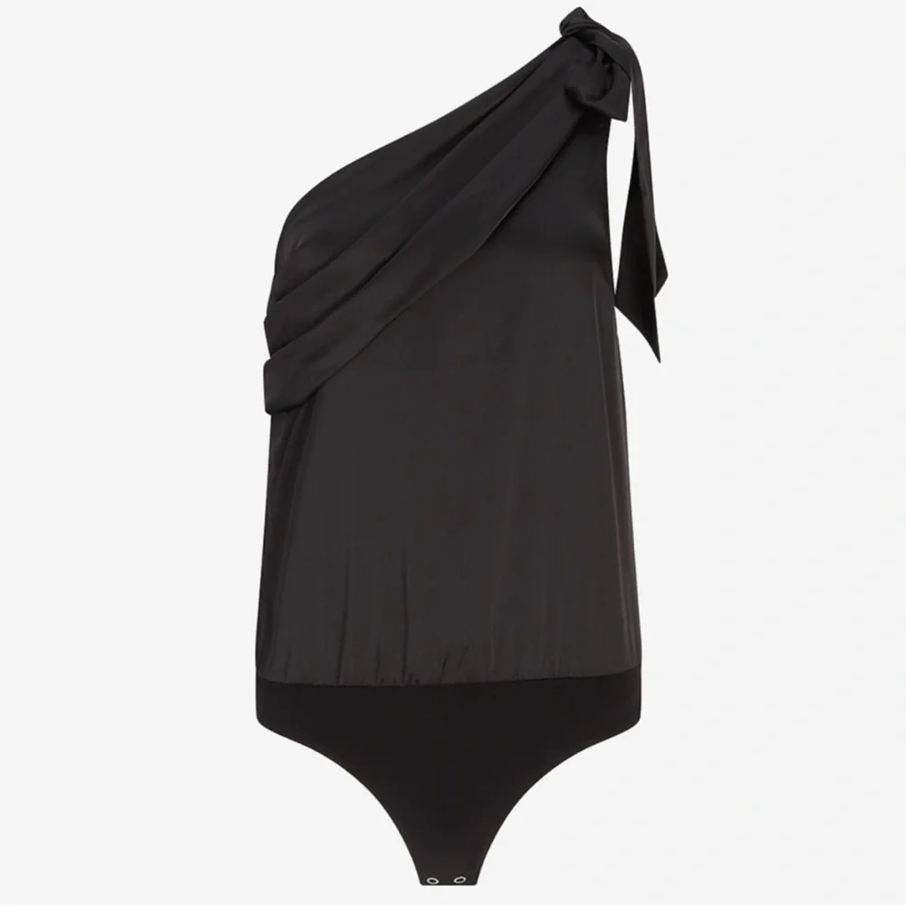 NWT Express Satin One Shoulder Tie Thong Bodysuit Size S